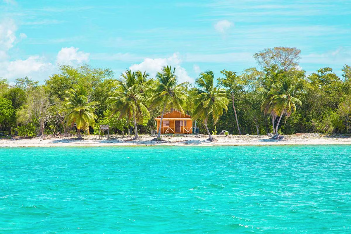 Wood shack on tropical beach