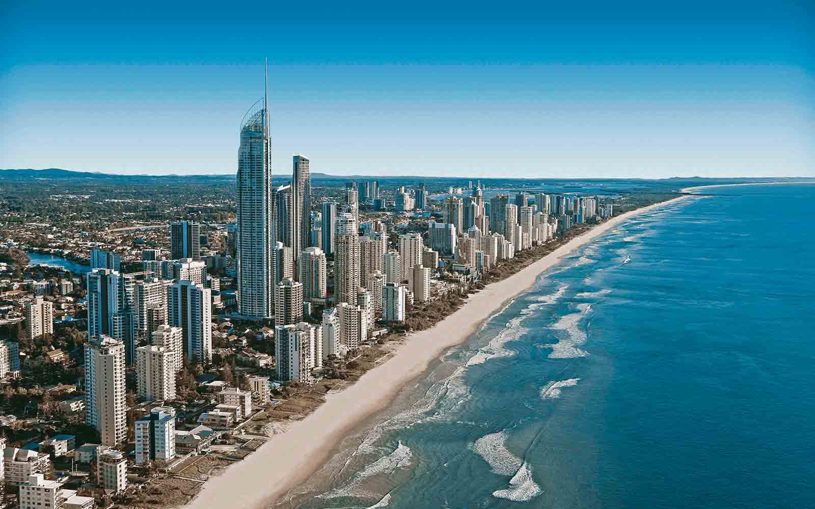 City skyscrapers on the coast in Australia