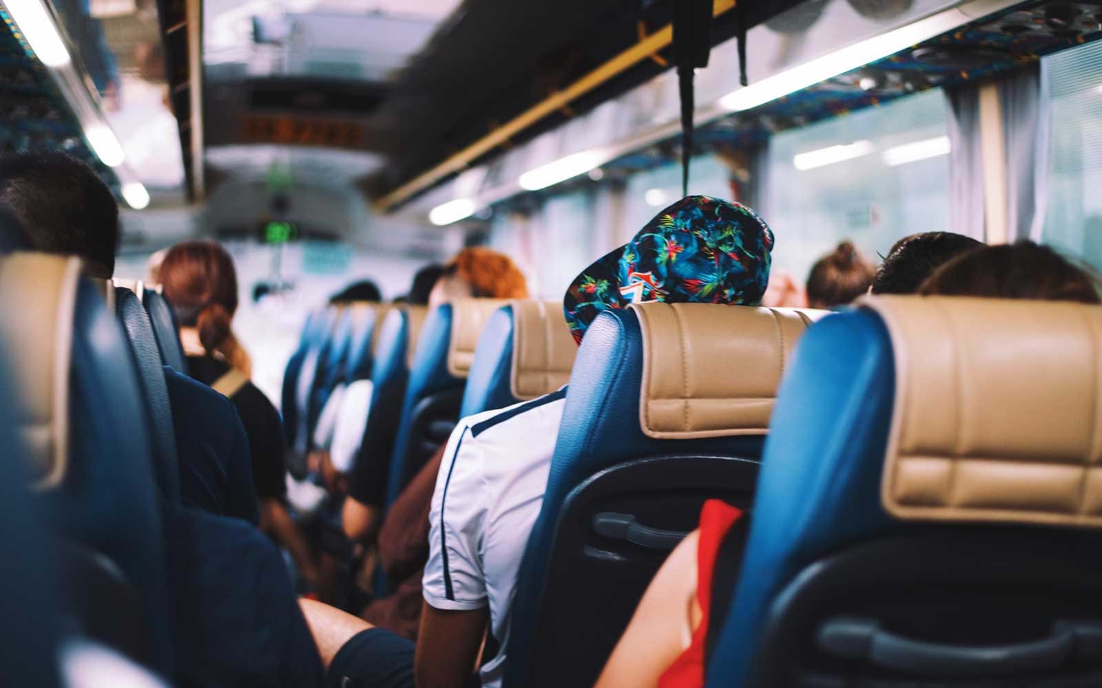 Tour bus full of people