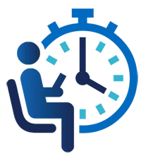 Sitting person and clock graphic