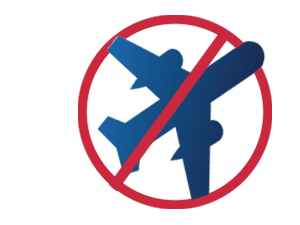 Plane crossed out graphic