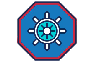 Ship steering wheel stop sign graphic