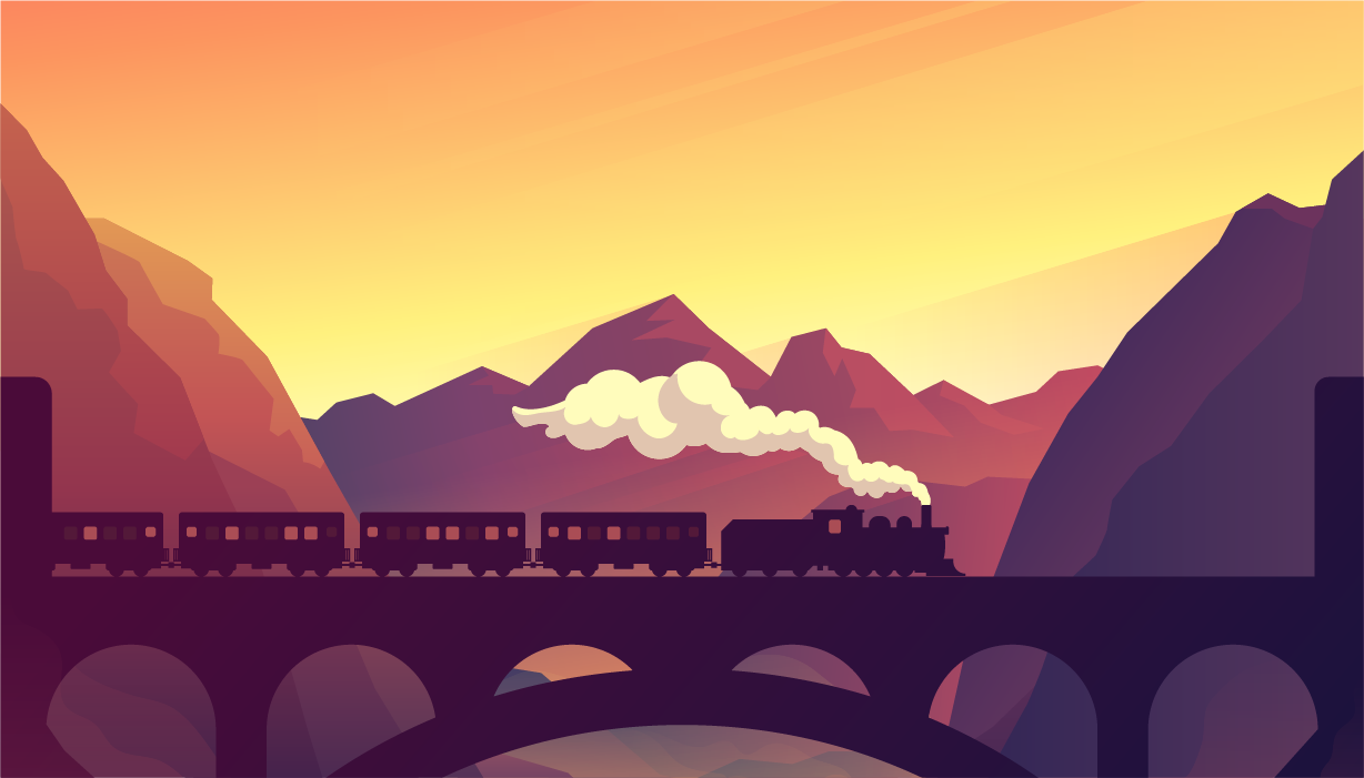Train at sunset