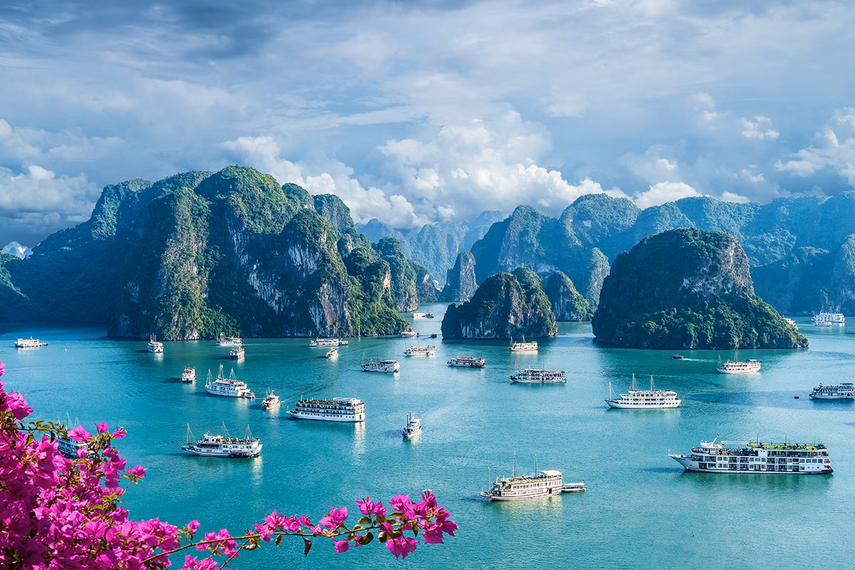Halong Bay, Vietnam, full of boats and ships