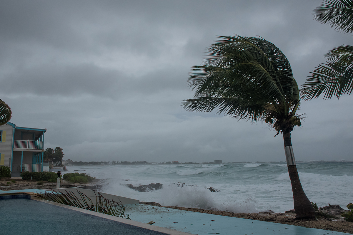Storm hitting coastal town